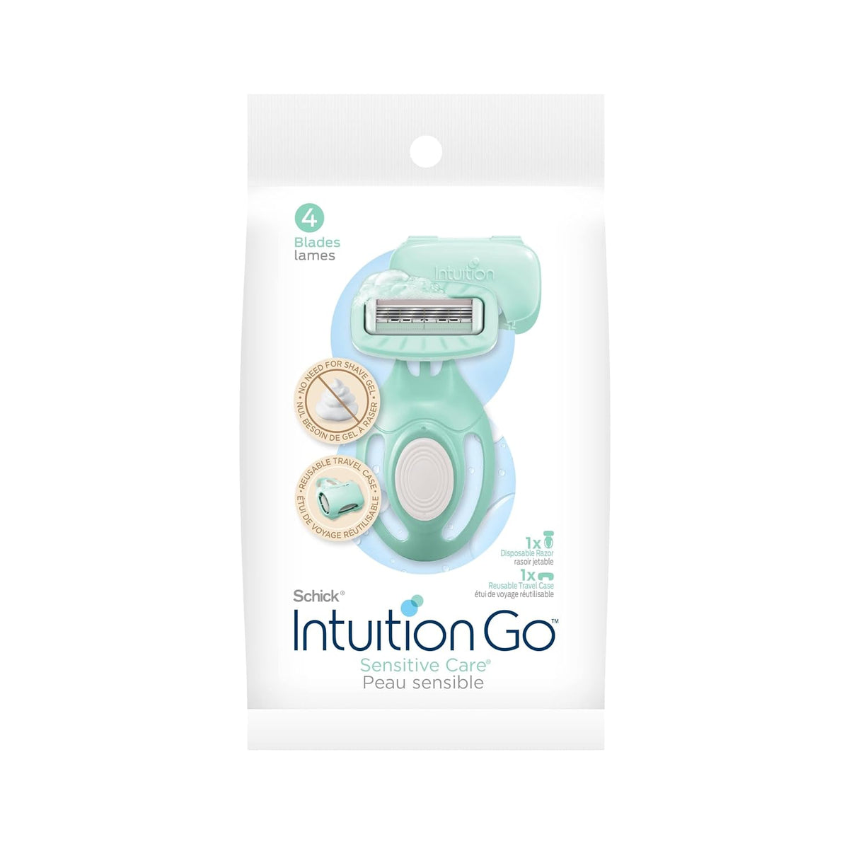 Schick Intuition Go 2-in-1 Mini 4-Blade Razor for Women, 1 ct