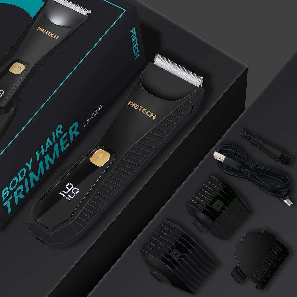 PRITECH Manscape Body Hair Trimmer - Waterproof Pubic Hair Ball Trimmer, Ceramic Blade Shavers Electric Razors for Men w