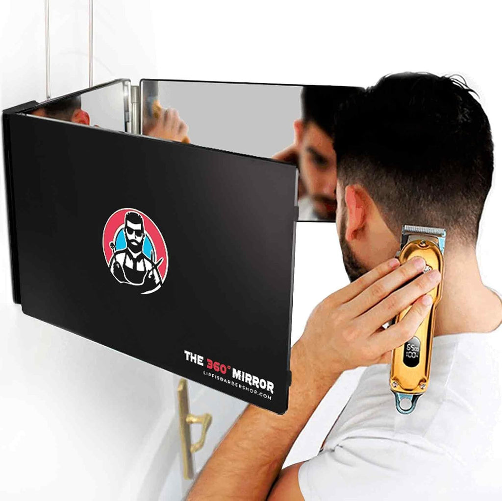 The 360 Mirror Trifold Barber 3 Way Mirror for Self Hair Cutting System