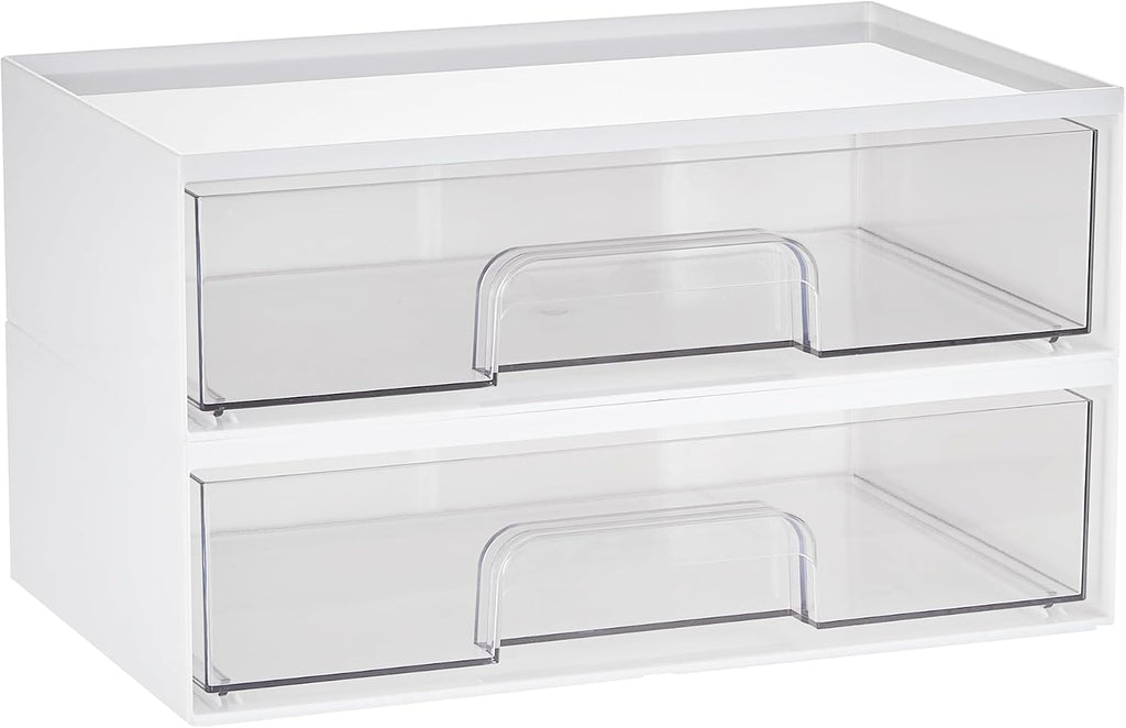 Vtopmart 4 Pack Small Clear Stackable Storage Drawers, Fits Narrow Spaces