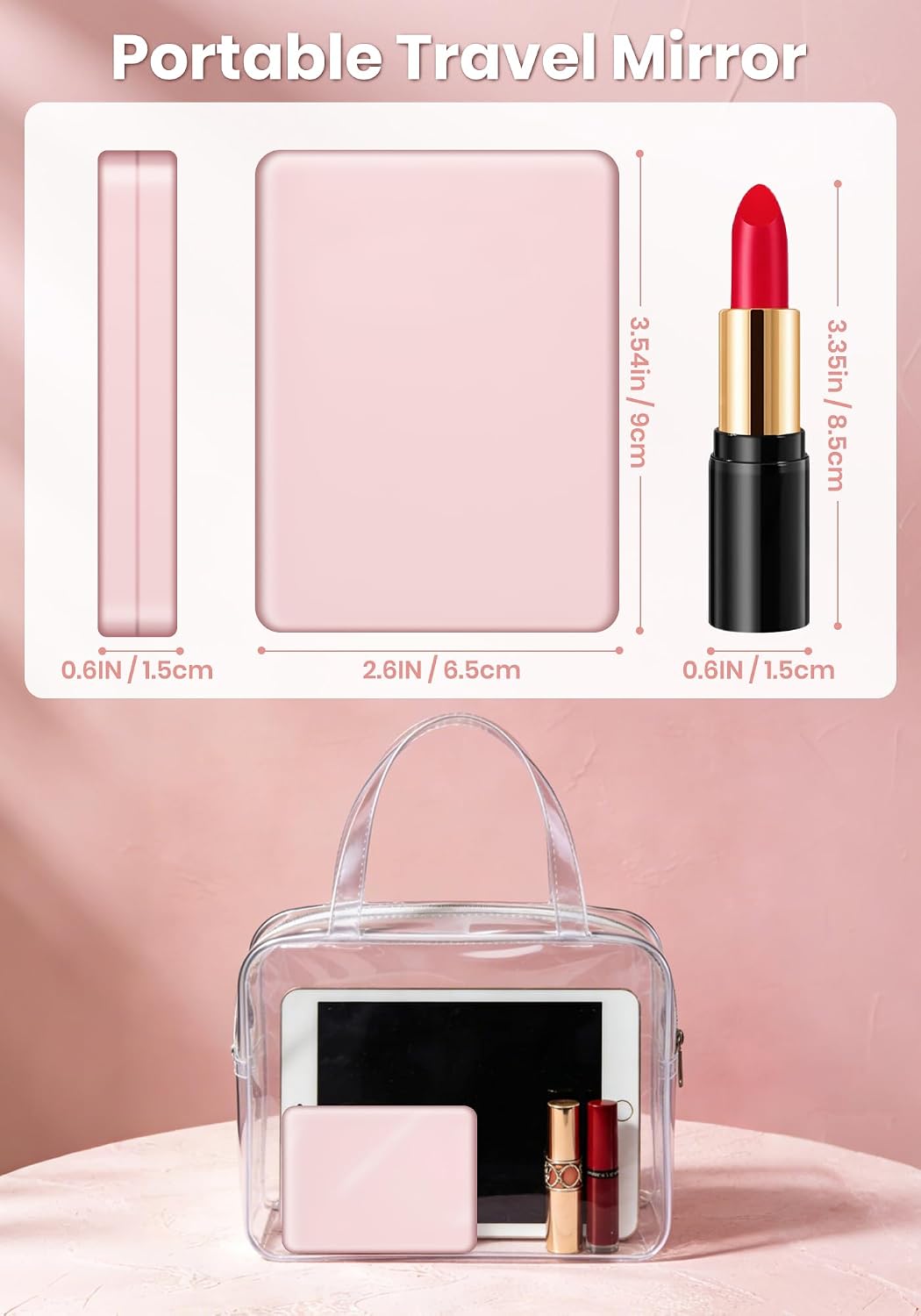 Compact Mirror, Rechargeable Magnifying Makeup Mirror with Light 30X Pink