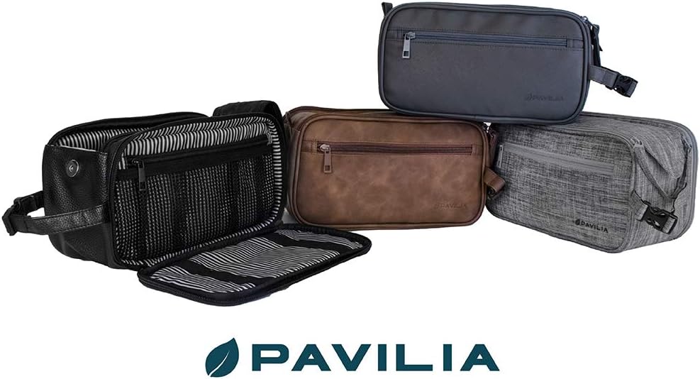 PAVILIA Toiletry Bag for Men, Travel Essentials Shaving Dopp Kit, Mens Travel Bag Toiletries Organizer Case for Grooming