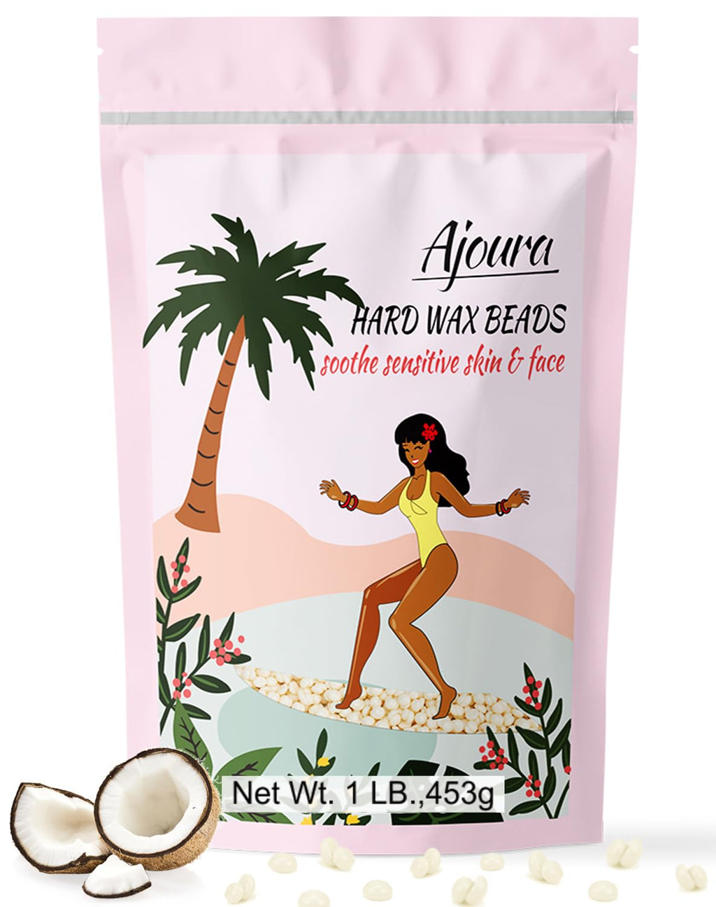 Ajoura 1 lb Refill Hard Wax Beads for Hair Removal, Brazilian Coarse Waxing