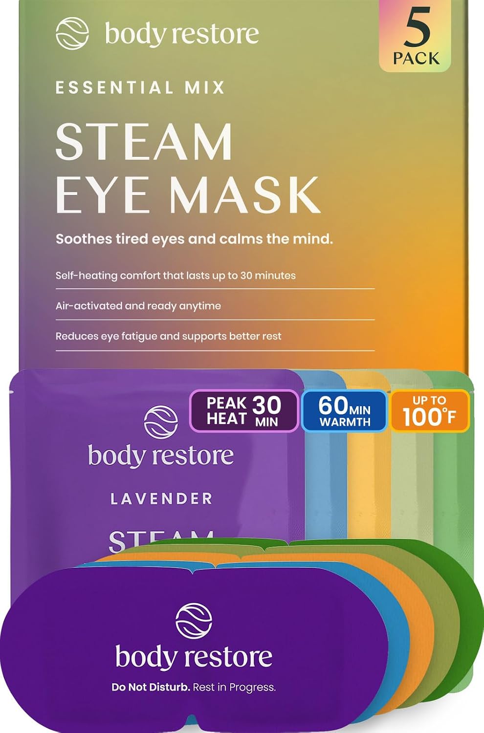 Body Restore Heated Eye Mask Warm Compress for Dry Eyes - Variety 5 Pack