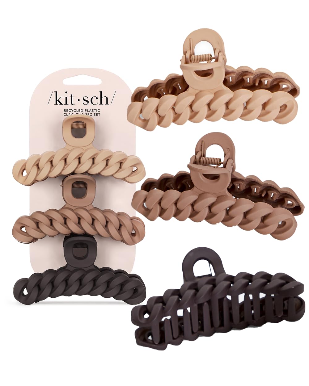 Kitsch Octopus Hair Clips For Women - Classic Black & Tortoise, 2pcs