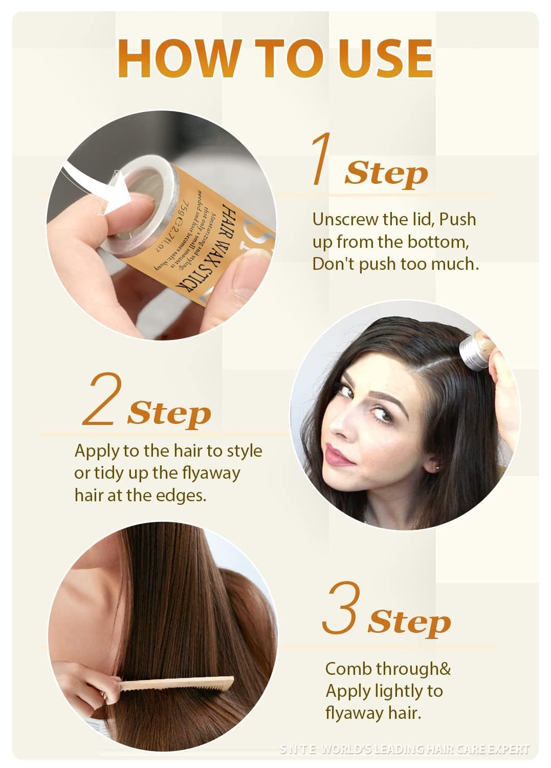 Samnyte Hair Wax Stick, Gel Tamer for Flyaways, Nourishing Slick Stick Pomade for Women & Kids, Slick Back & Styling Cre