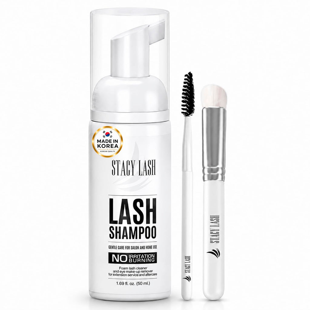 STACY LASH Eyelash Extension Shampoo + Brush / 1.69 fl.oz / 50ml / Korean Makeup Remover/Eyelid Foaming Cleanser/Wash fo