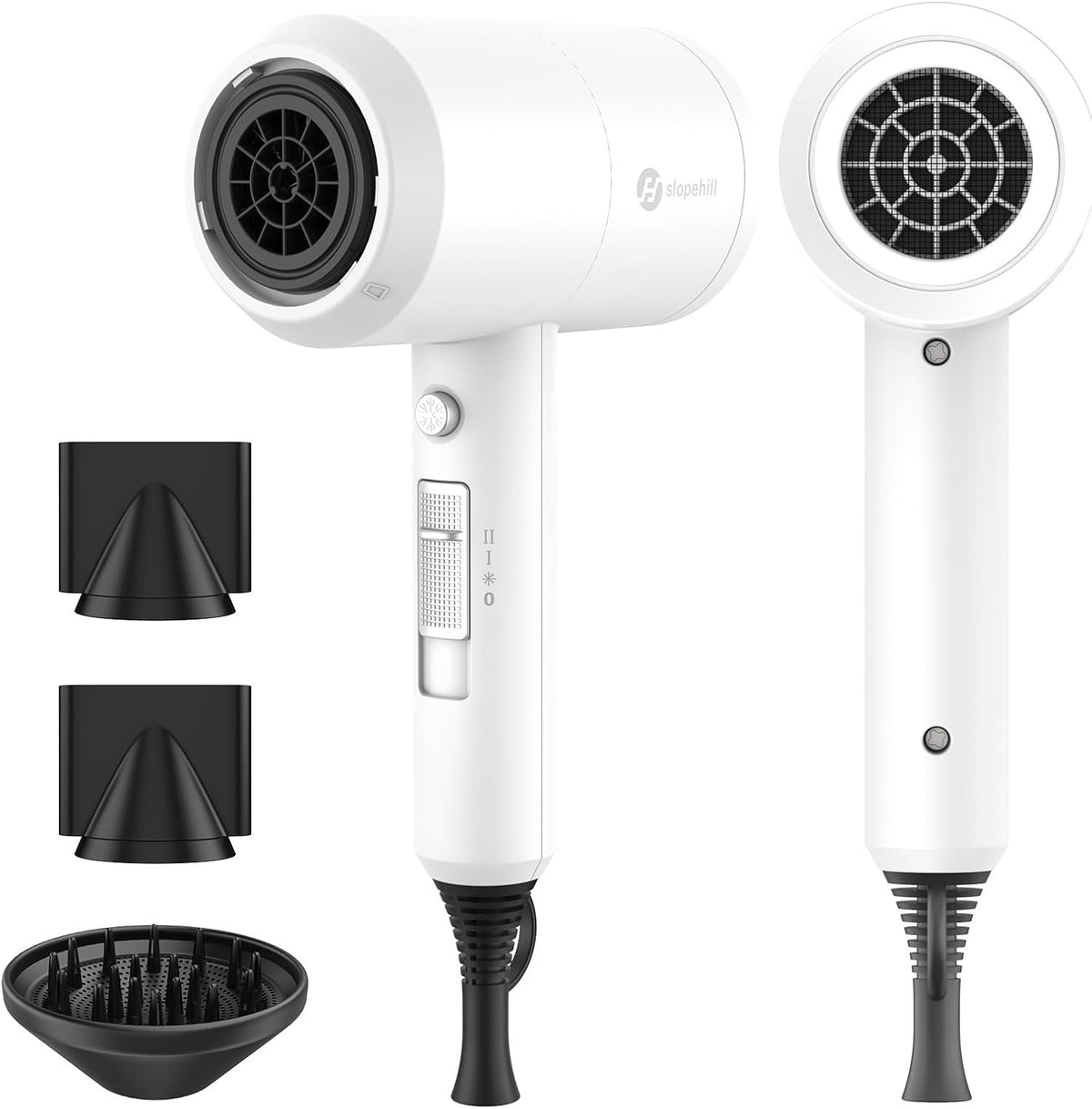 slopehill Professional Ionic Hair Dryer, Powerful 1800W Fast Drying Low Noise Blow Dryer with 2 Concentrator Nozzle 1 Di