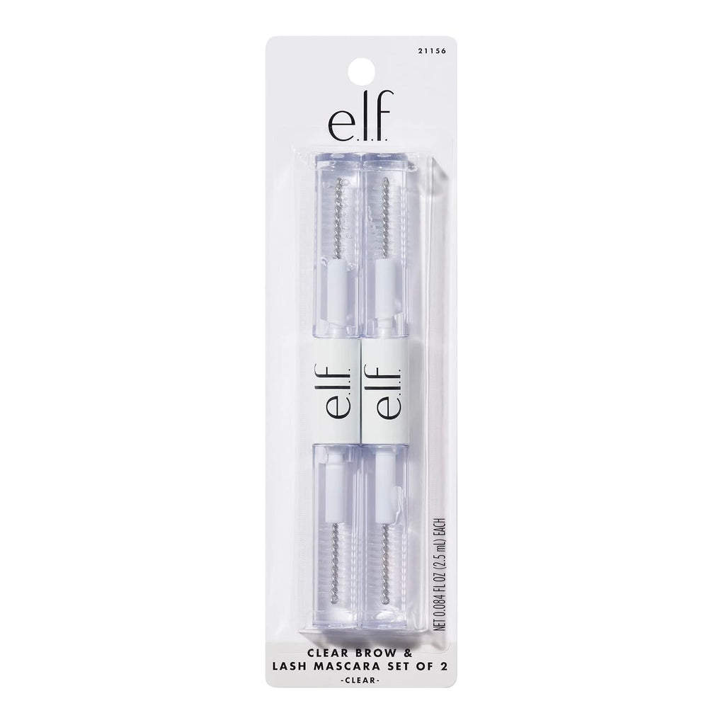 e.l.f. Clear Lash & Brow Mascara Gel, Dual-Sided Flexible Hold, Long-Lasting Clear Formula for Natural-Looking Brows & D