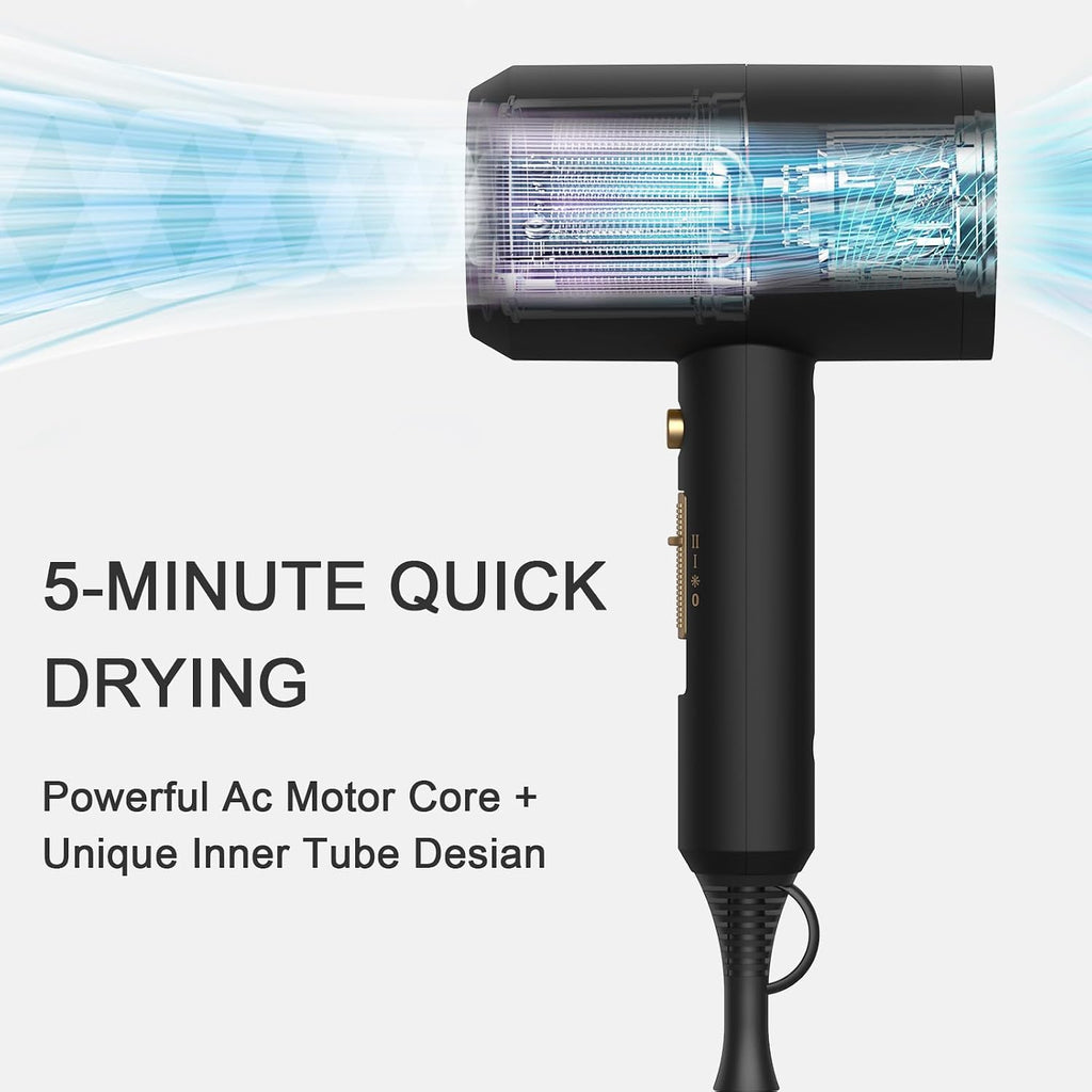slopehill Professional Ionic Hair Dryer, Powerful 1800W Fast Drying Low Noise Blow Dryer with 2 Concentrator Nozzle 1 Di