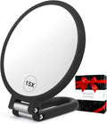 CLSEVXY Magnifying Handheld Mirror Double Sided, 1X 15X Magnification Hand Mirrors, Travel Folding Hand Held Mirror, 360