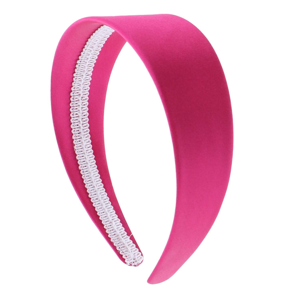 2 Inch Wide Satin Hard Headband, No Teeth, Black