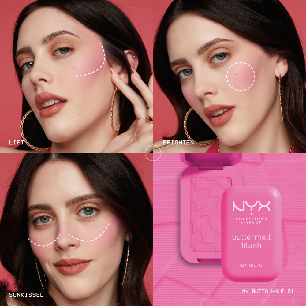 NYX PROFESSIONAL MAKEUP Buttermelt Powder Blush, Fade and Transfer-Resistant Blush, Up to 12HR Make Up Wear, Vegan Formu