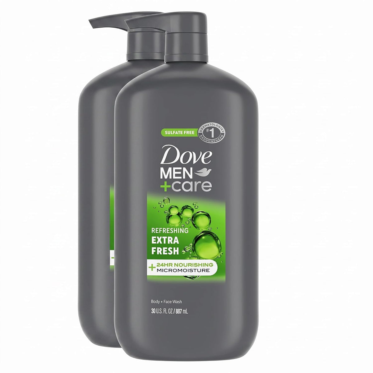 DOVE MEN + CARE Body and Face Wash, Refreshing Extra Fresh for Men, 30 oz