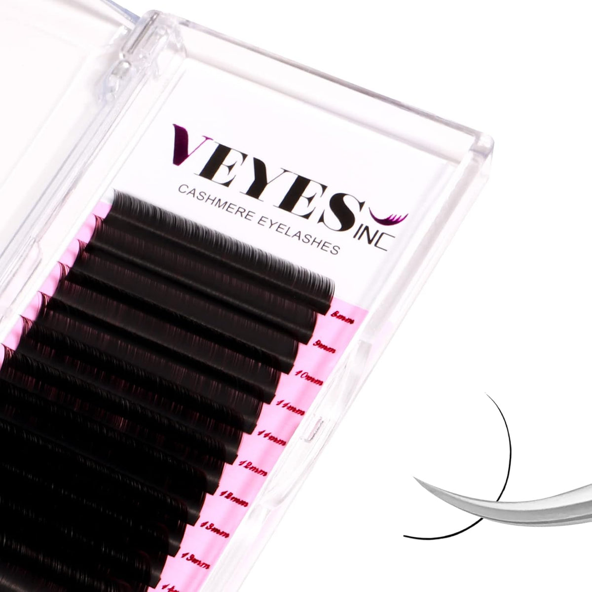 VEYES INC Cashmere Volume Lash Extensions C CC D DD LD L B J M Curl 0.03-0.20 thickness 5-25mm, Super Matte Black Indivi