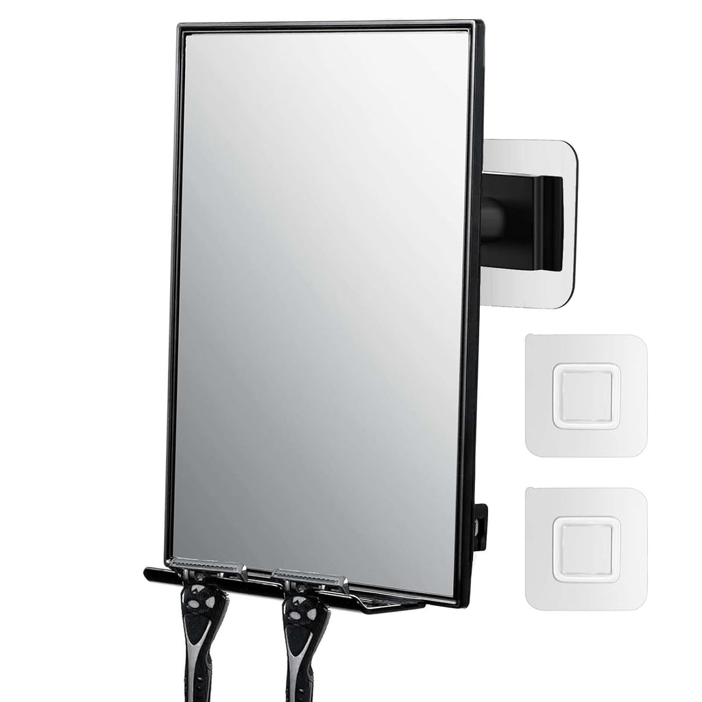 LFOYOU Shower Mirror for Shaving & Washing Your Face with a Squeegee - Built-in Two Razor Holder, 360°Rotation Adjustabl
