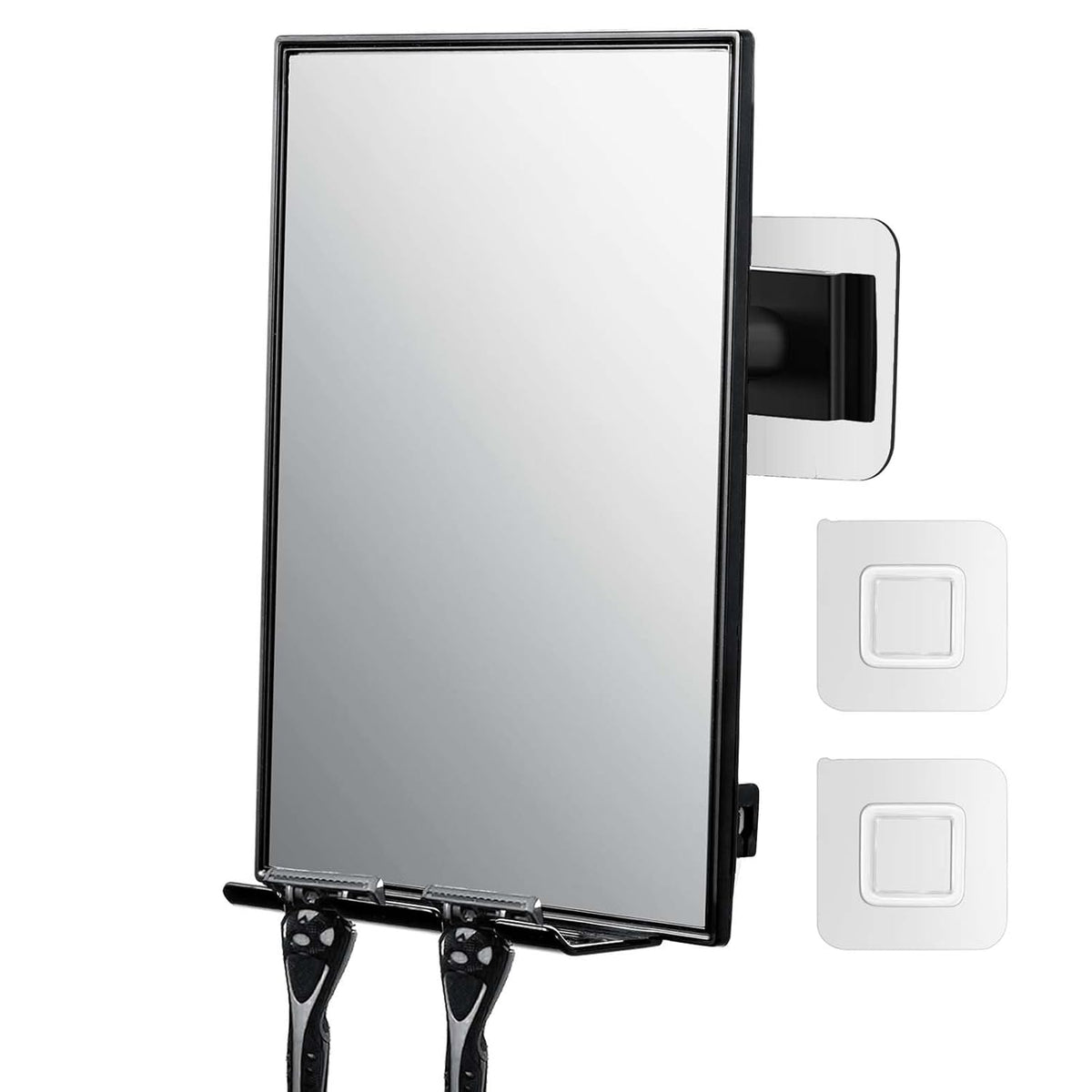 LFOYOU Shower Mirror for Shaving & Washing Your Face with a Squeegee - Built-in Two Razor Holder, 360°Rotation Adjustabl