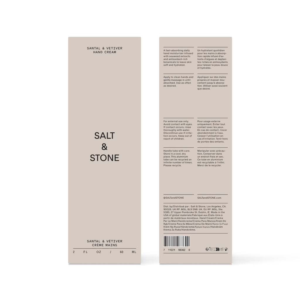 Salt & Stone Hand Cream, Hand Lotion, Women & Men, Santal & Vetiver 2 fl oz