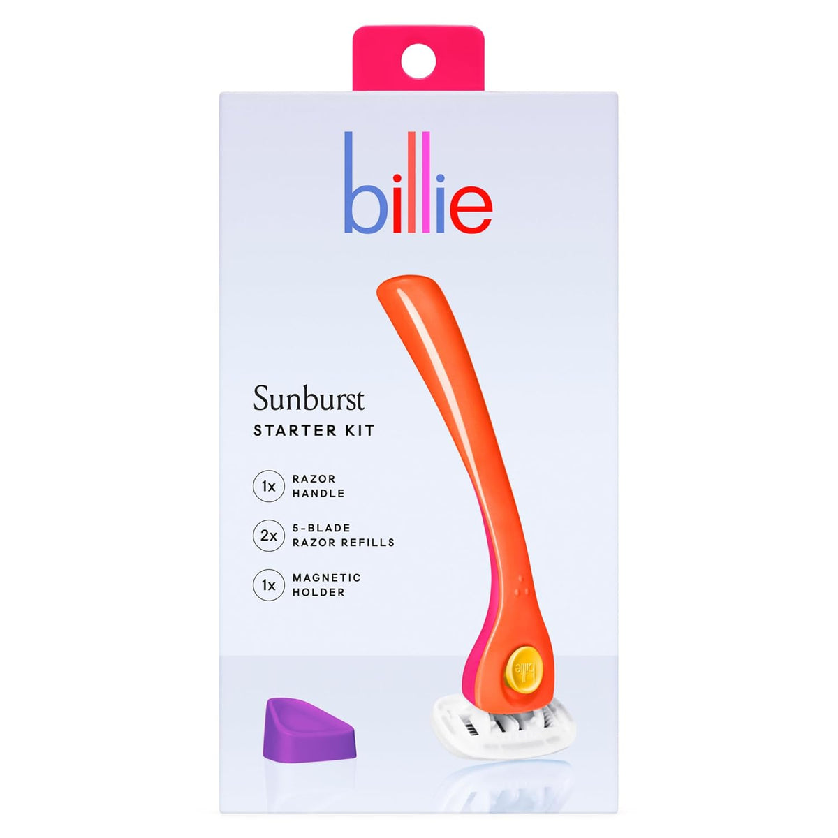 Billie Razors for Women, Sunburst - 1 Handle, 2 Refills & Magnetic Holder