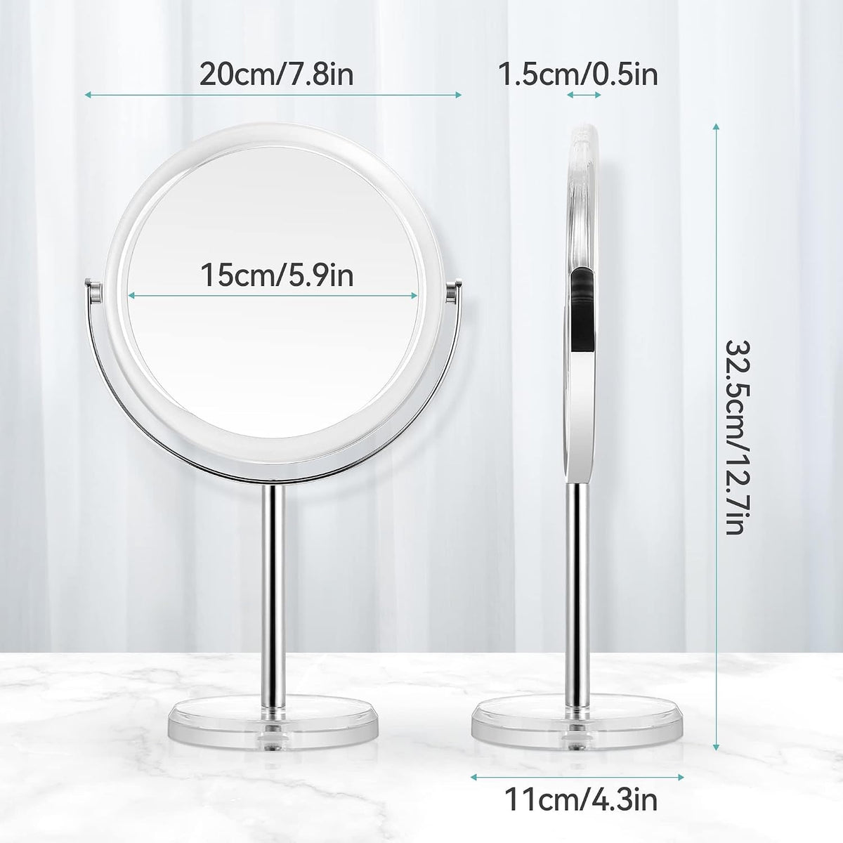 MIYADIVA 20X Magnifying Makeup Mirror,Double Sided 1X & 20X Magnifying Mirror with Stand,Tabletop Magnified Vanity Mirro