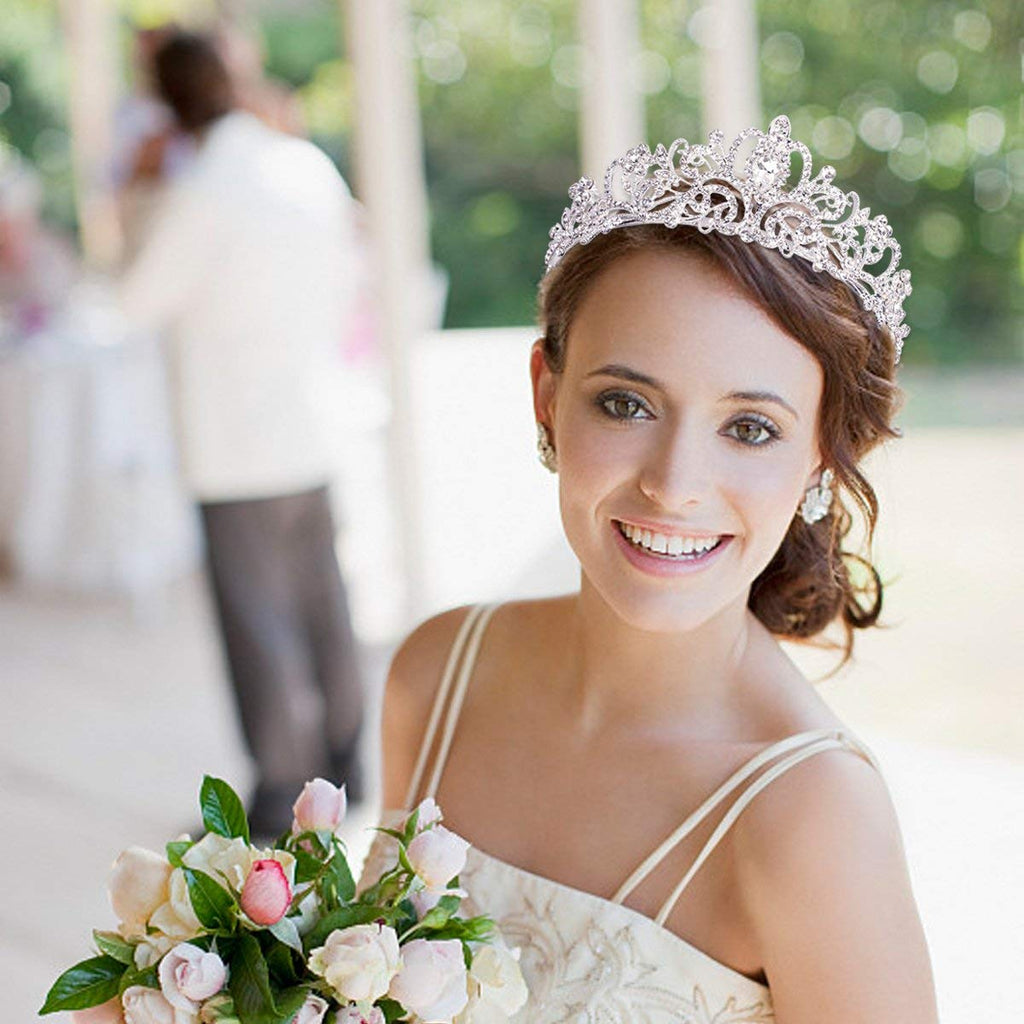 Didder Silver Crystal Tiara Crowns for Women Girls Elegant Princess Crown with Combs, Tiaras for Women Bridal Wedding Pr