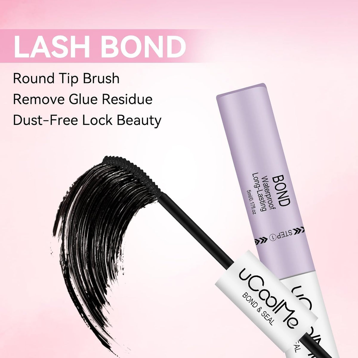 uCoolMe Lash Bond and Seal Waterproof 10ML for Lash Clusters 144Hours SuperStrong Long-Lasting Non-Irritating Eyelash Gl