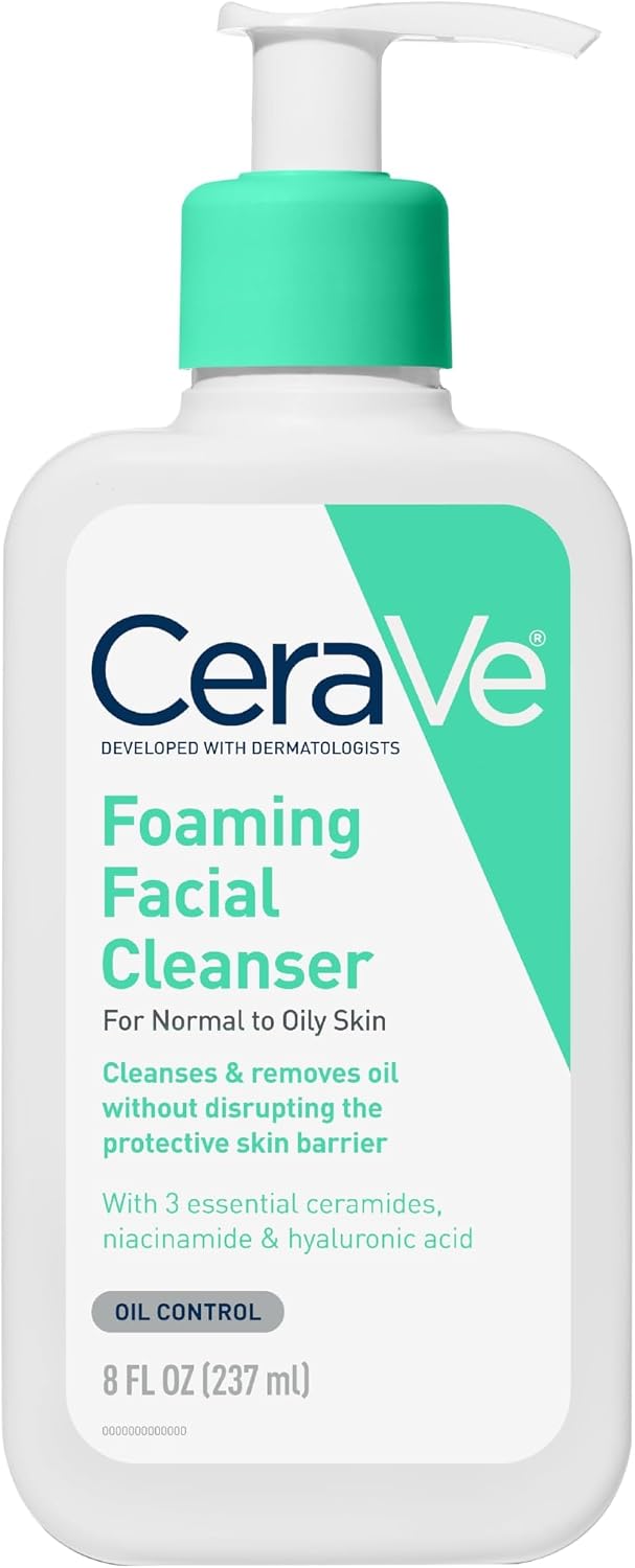 CeraVe Foaming Facial Cleanser, Gentle Cleanser for Oily Skin, 19oz