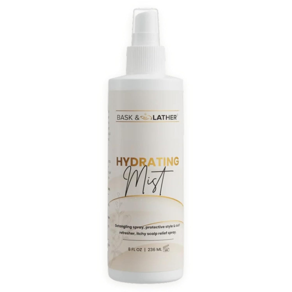 BASK & LATHER Hydrating Hair Mist, Leave-In Conditioner, Itchy Scalp Relief, Detangler, Curl Definer, Aloe Vera, Avocado