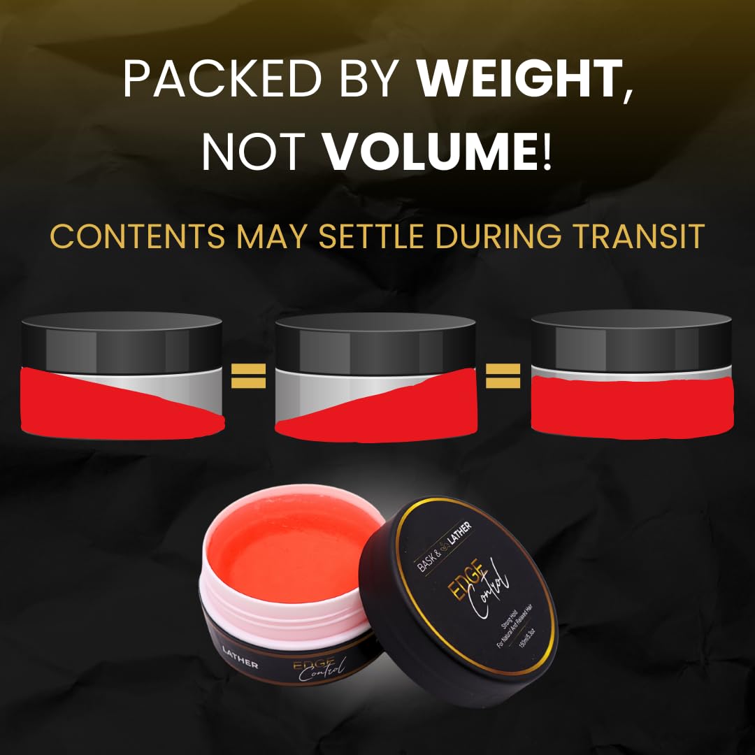BASK & LATHER Strong Hold Edge Control Gel with Castor Oil, Non-Greasy, Non-Flaking, No White Cast, Long Lasting, Suppor