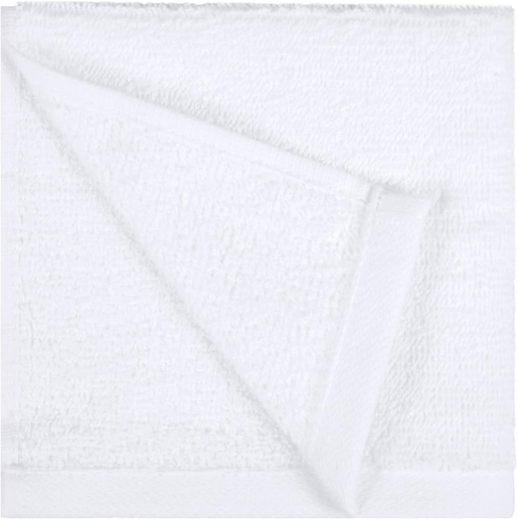 Amazon Basics Fast Drying Cotton Washcloths for Bathroom, Machine Washable, Soft and Highly Absorbent, 12 x 12 in, White