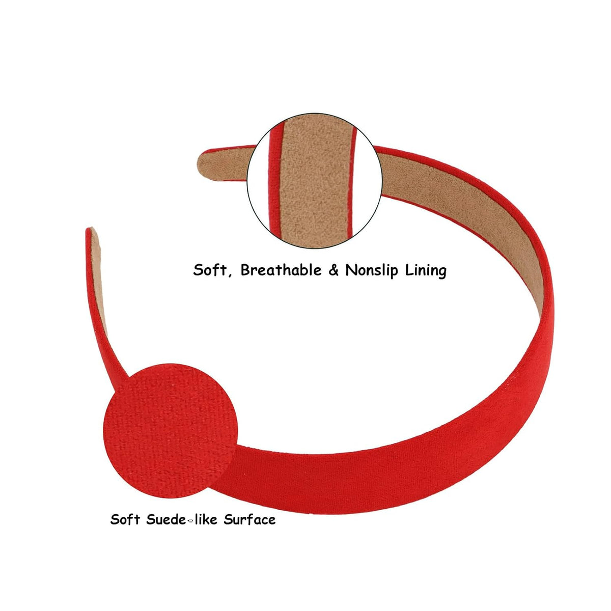 Wecoe Red Headband for Women Girls 1 Inch Sueded Like Head Band