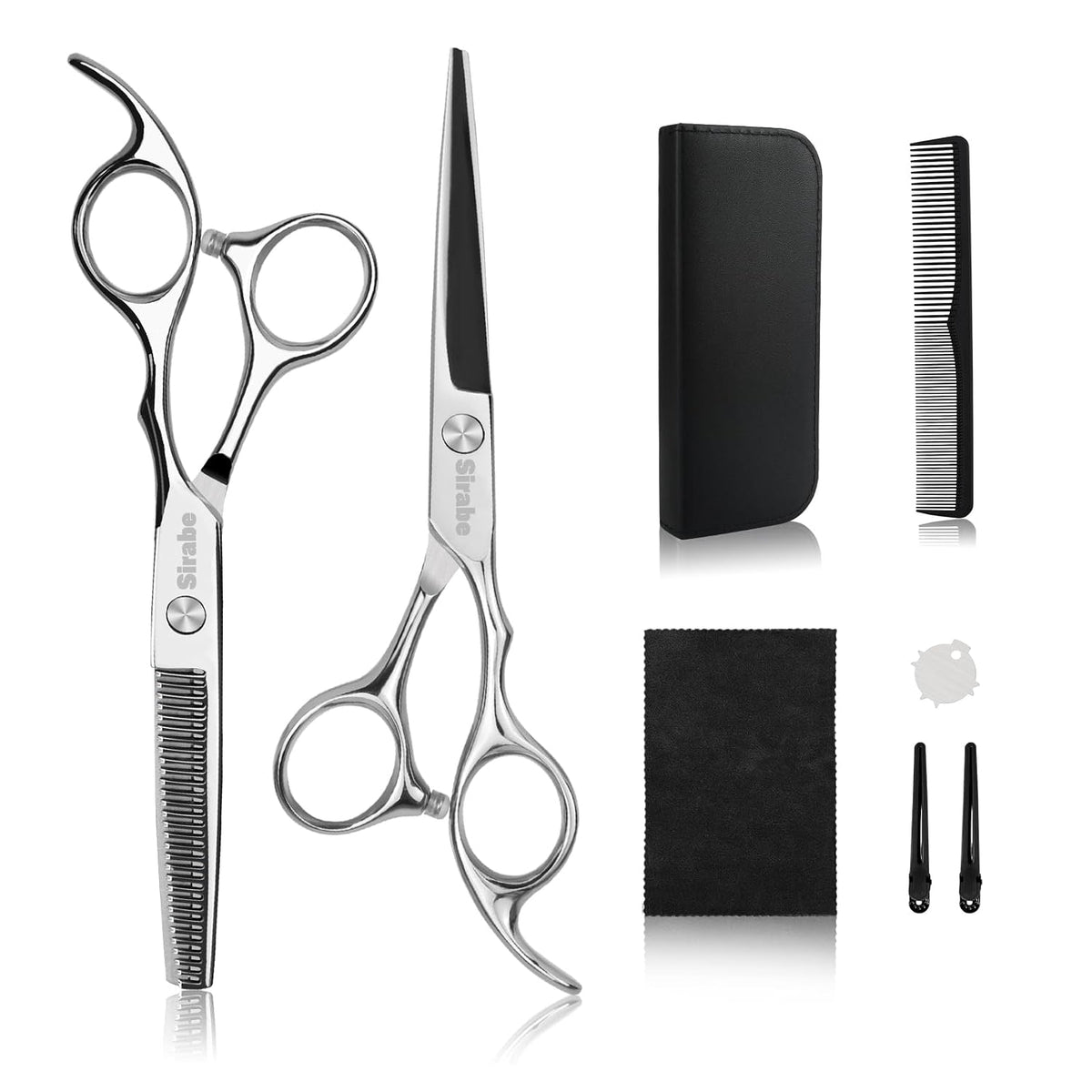 10 PCS Hair Cutting Scissors Set, Professional Haircut Scissors Kit with Cutting Scissors, Thinning Shears, Comb, Cape, 