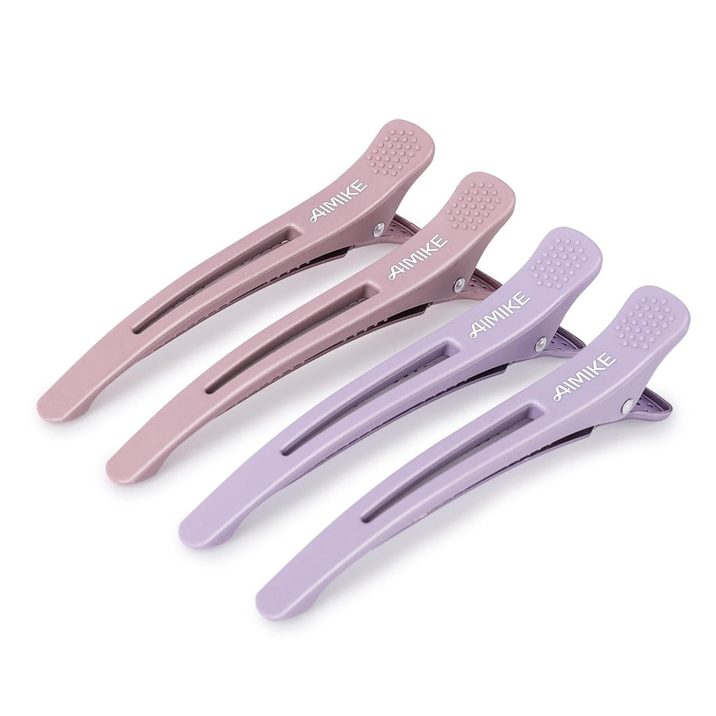 AIMIKE Hair Sectioning Clips with Silicone Band - 6pcs No Crease Duck Billed Clips for Styling, Cutting, and Rollers in 