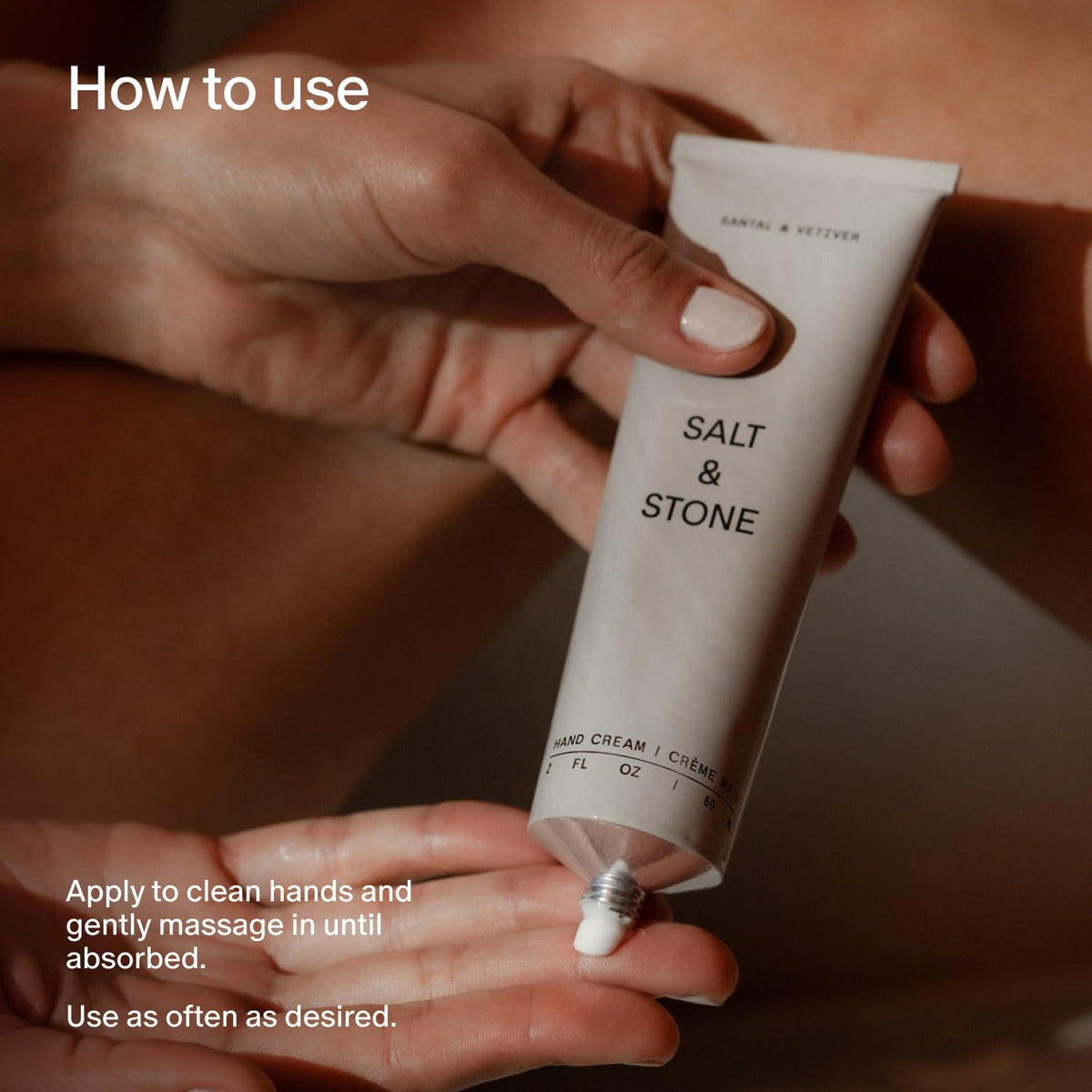 Salt & Stone Hand Cream, Hand Lotion, Women & Men, Santal & Vetiver 2 fl oz