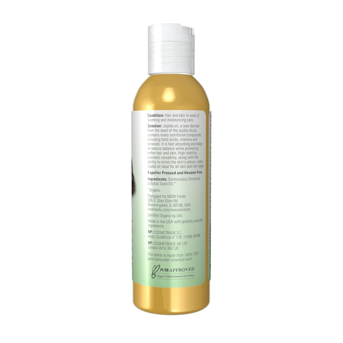 NOW Solutions, Organic Jojoba Oil, Moisturizing Multi-Purpose, 4 fl. oz