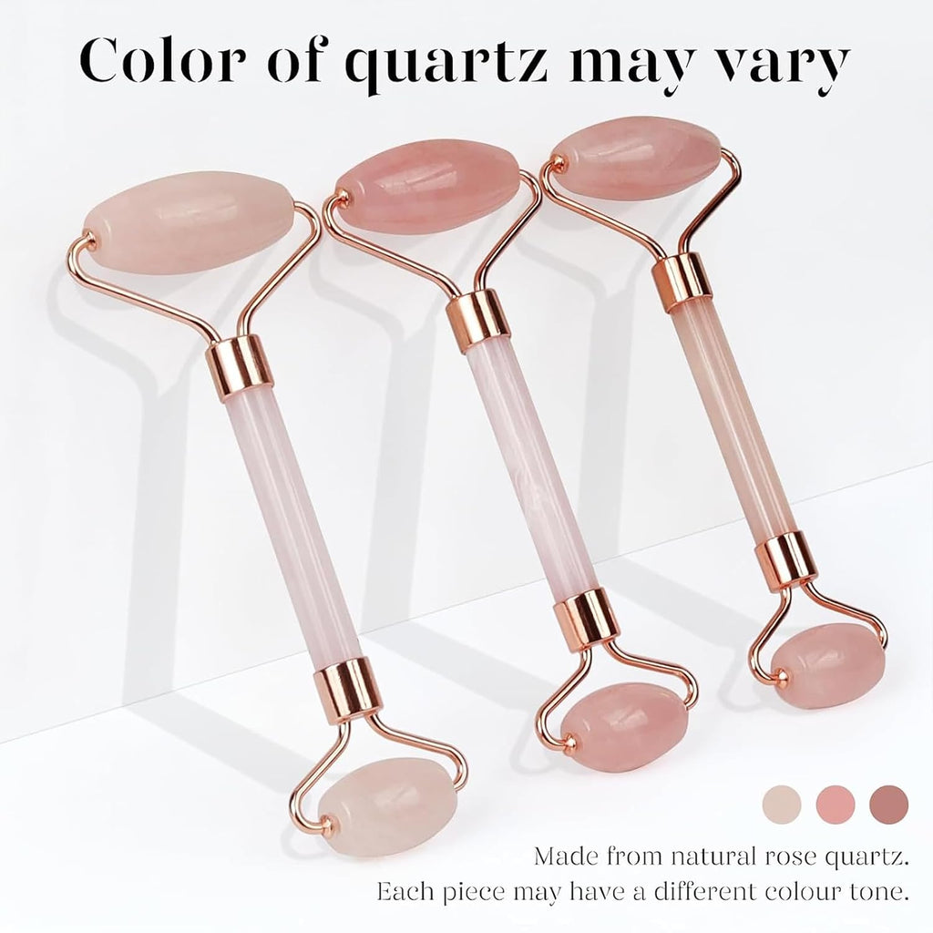 BAIMEI IcyMe Rose Quartz Roller & Gua Sha Facial Tool Set for Depuffing