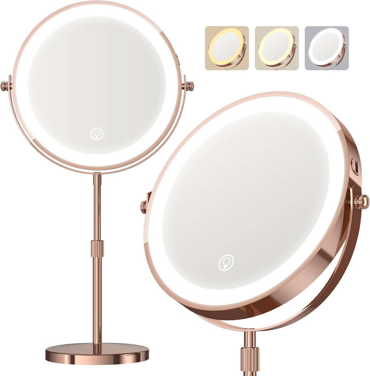 Dienmern Makeup Mirror, 1X/20X Rechargeable Vanity Mirror with Lights