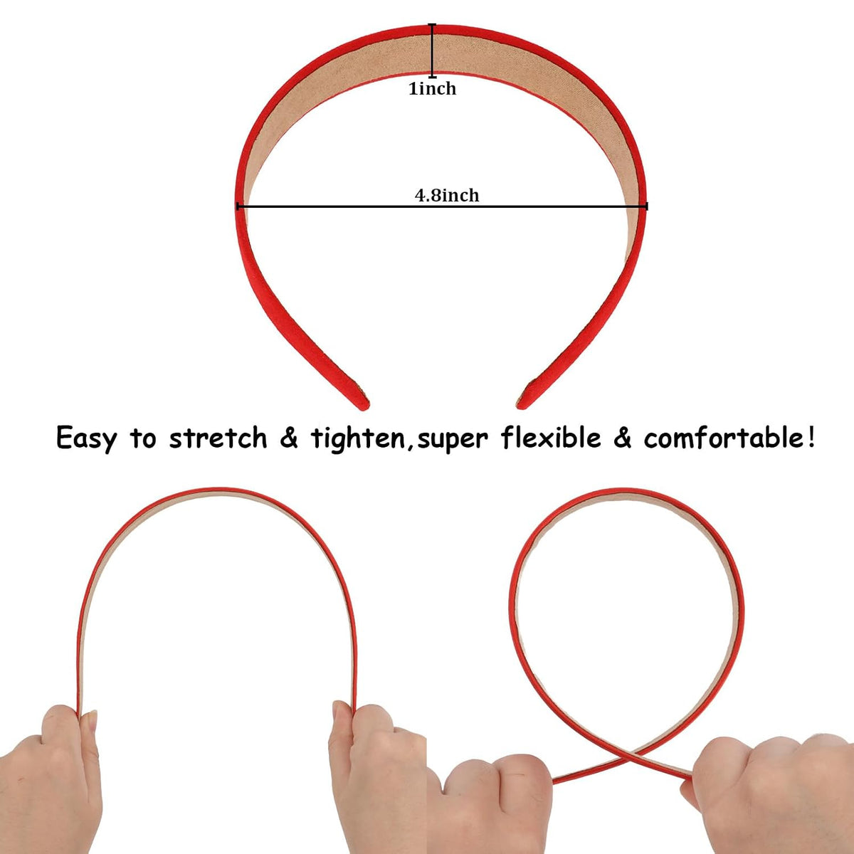 Wecoe Red Headband for Women Girls 1 Inch Sueded Like Head Band