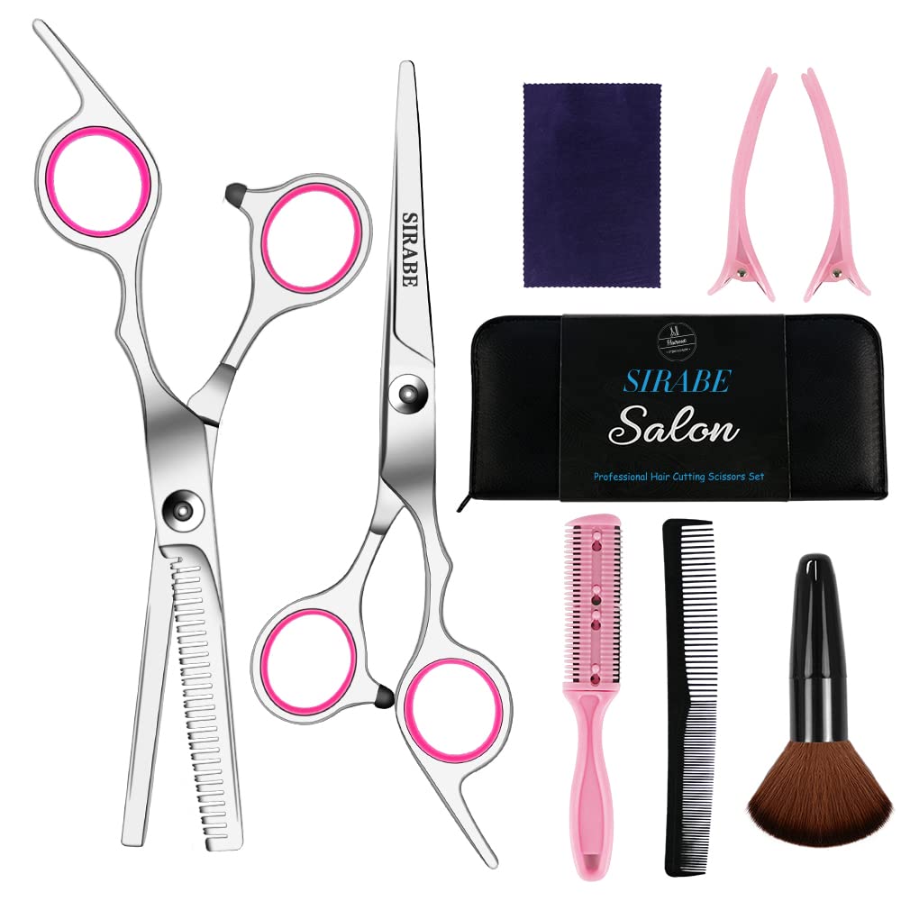 10 PCS Hair Cutting Scissors Set, Professional Haircut Scissors Kit with Cutting Scissors, Thinning Shears, Comb, Cape, 