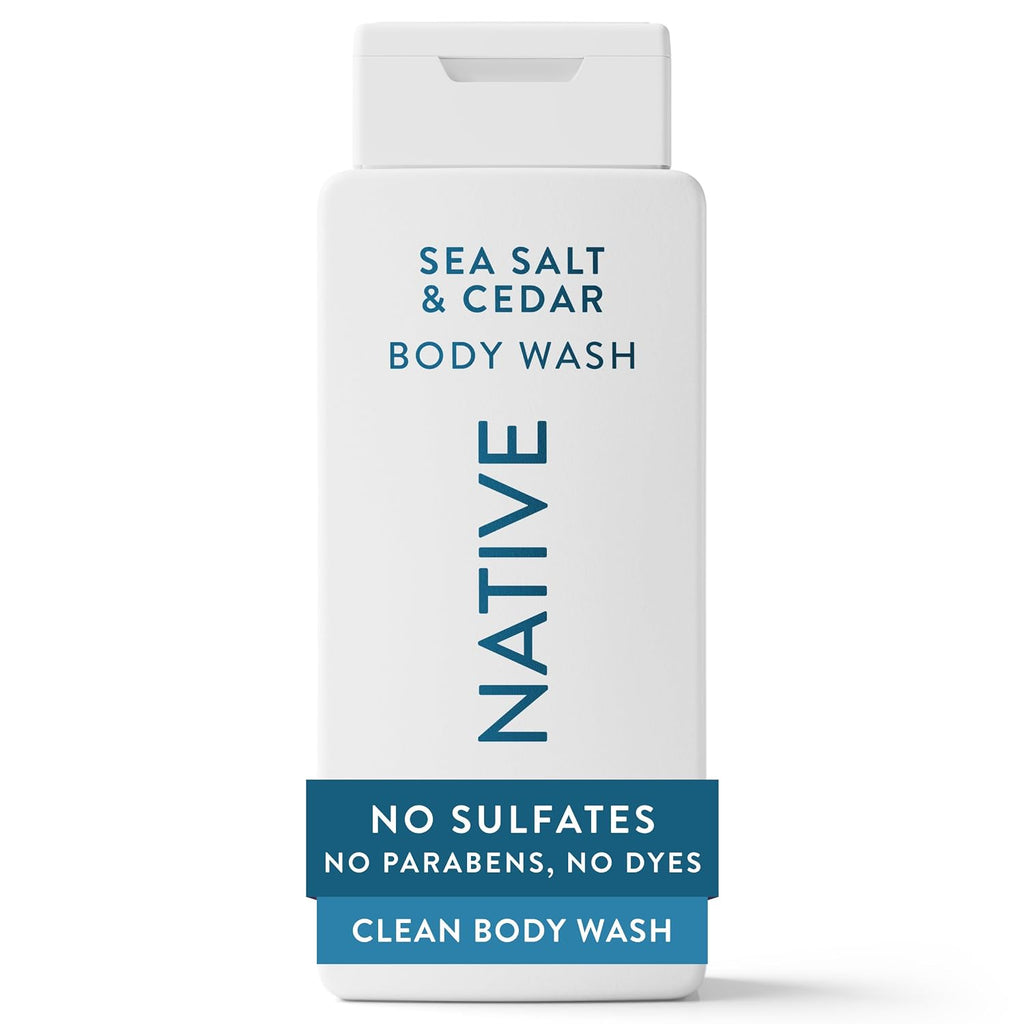 Native Clean Body Wash for Women & Men, Sea Salt & Cedar Scent, 18 fl oz