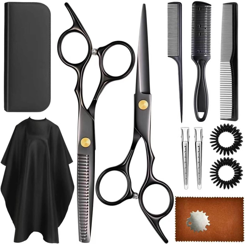 13 Piece Hair Cutting Scissors Set with Thinning Shears for Home and Salon