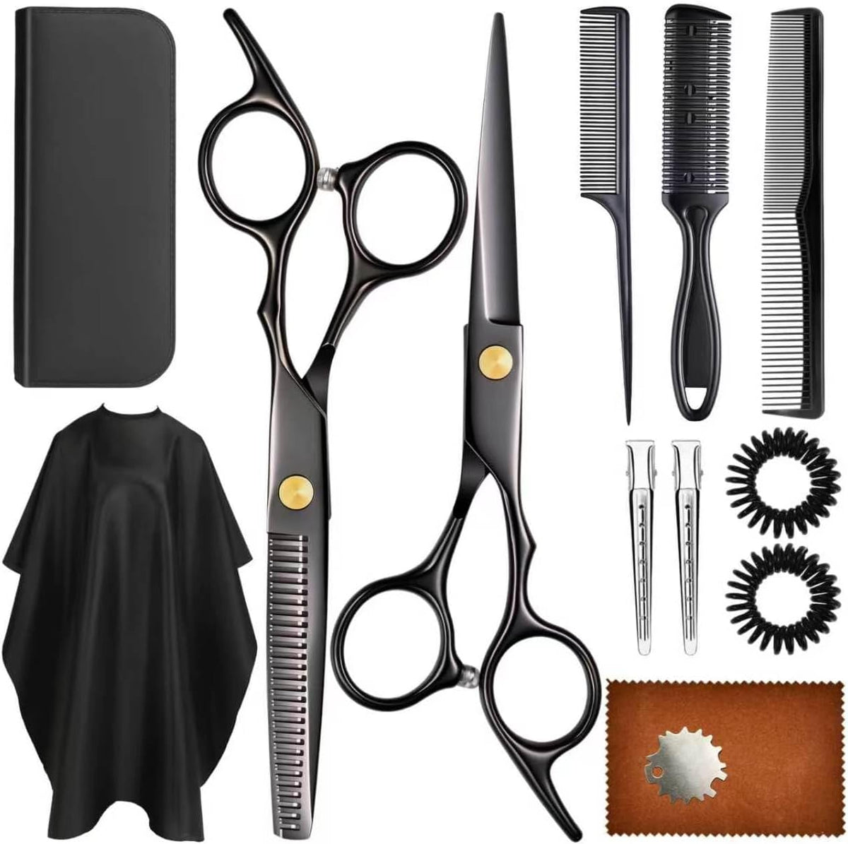 13 Piece Hair Cutting Scissors Set with Thinning Shears for Home and Salon