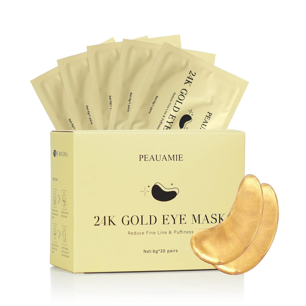 PEAUAMIE Under Eye Patches Gold and Hyaluronic Acid for puffy eyes,Rose Eye Masks for Dark Circles and Puffiness skin ca