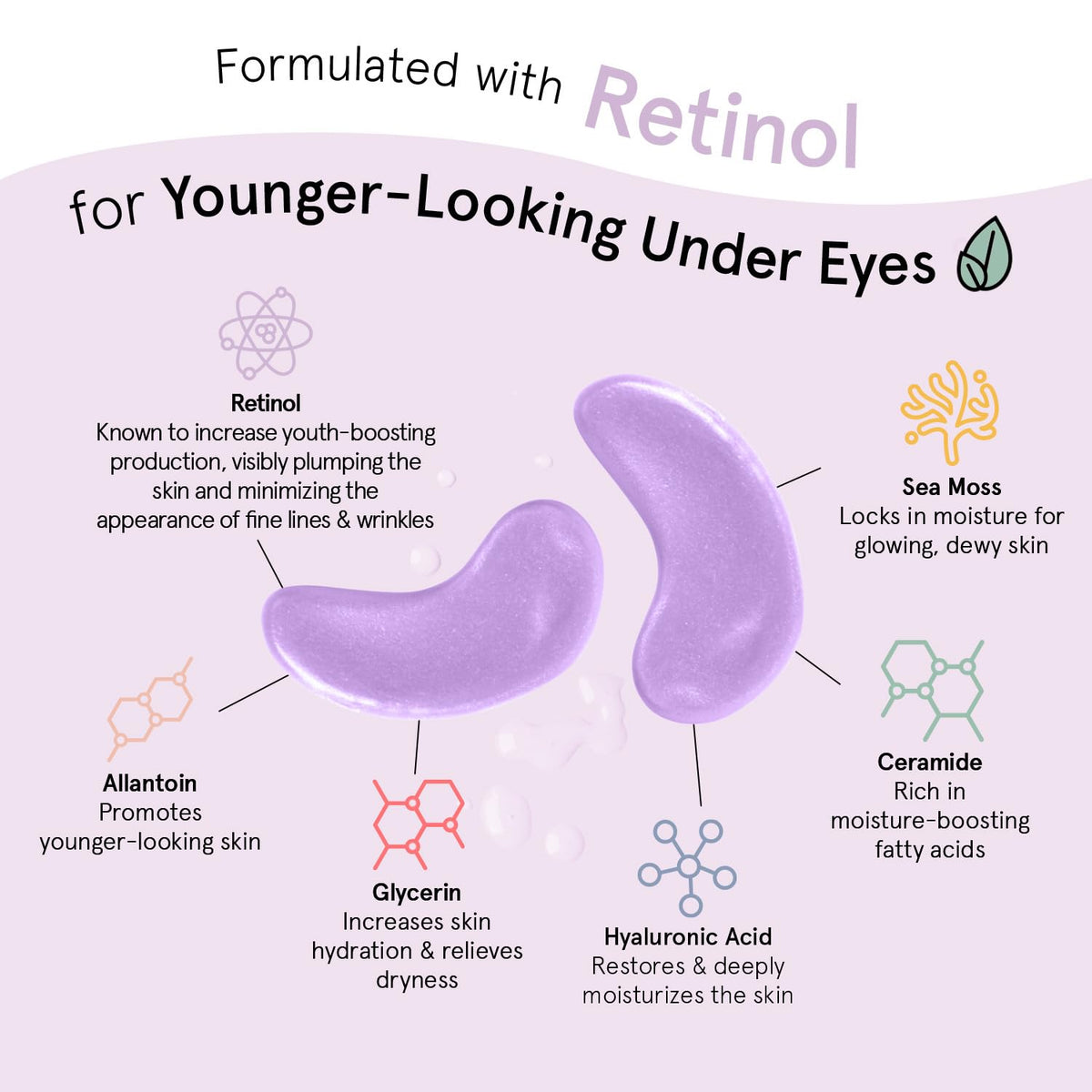 grace & stella Retinol Under Eye Patches for Wrinkles (Purple,24 Pairs)