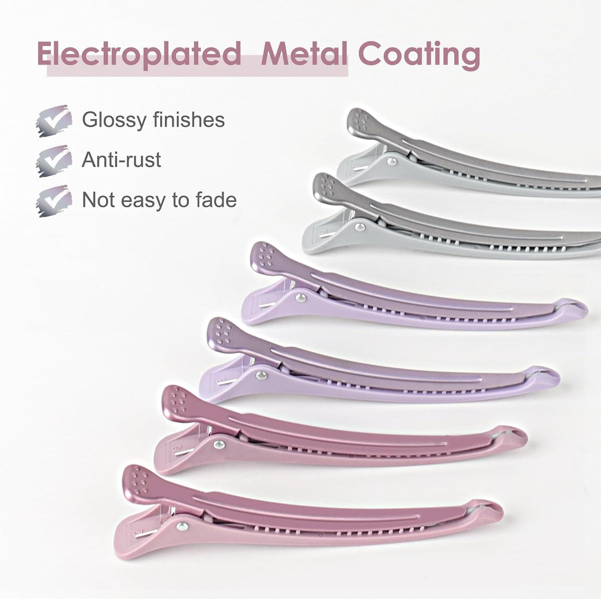 AIMIKE Hair Sectioning Clips with Silicone Band - 6pcs No Crease Duck Billed Clips for Styling, Cutting, and Rollers in 