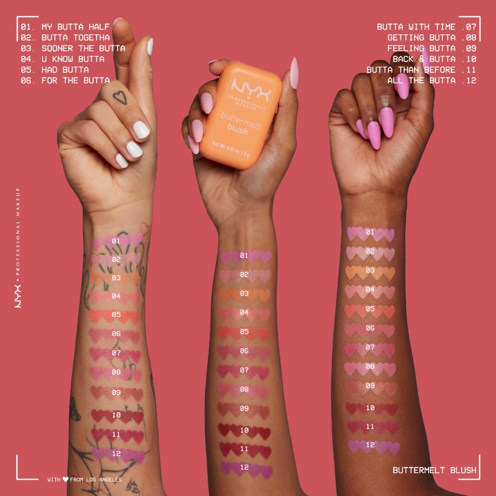 NYX PROFESSIONAL MAKEUP Buttermelt Powder Blush, Fade and Transfer-Resistant Blush, Up to 12HR Make Up Wear, Vegan Formu