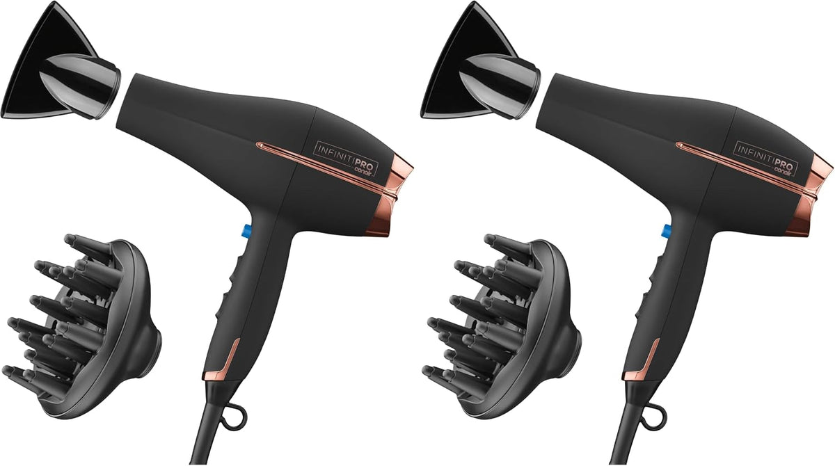 Conair InfinitiPRO Hair Dryer with Diffuser & Concentrator, 1875W, Black
