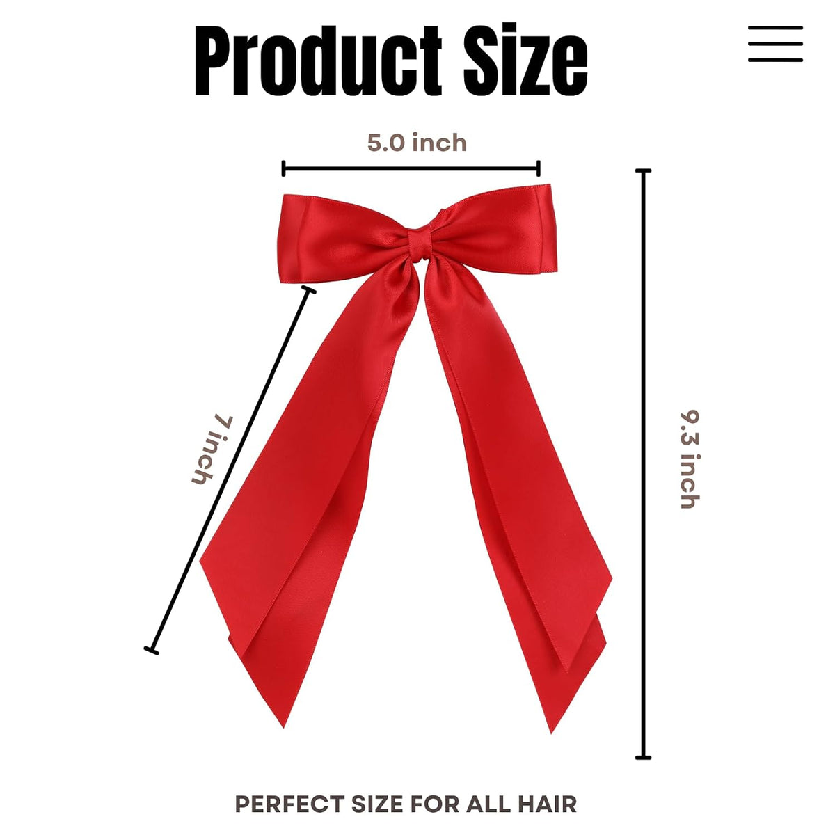2 PCS Double Layer Hair Bows Red Hair Ribbon Clips Ponytail Holder Accessories for Women Girls Toddlers Teens Kids
