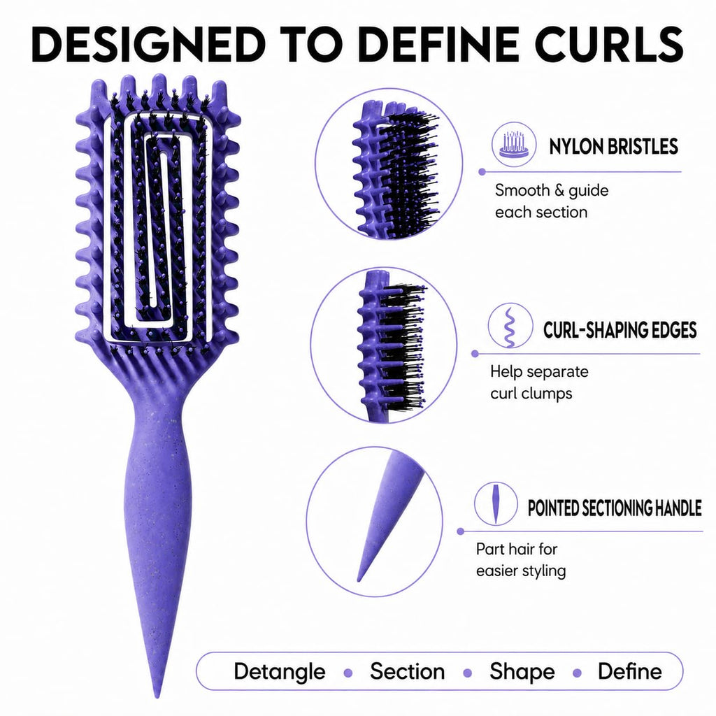 Curly Hair Brush Candybrush Curl Defining Brush for Detangling Shaping and Defining Curls for Women, Men, Wet & Dry Hair