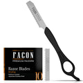 Facón Hair Razors for Cutting Hair - Professional Styling Razor Kit with 11 Replacement Blades, Stainless Steel Hairs Cu